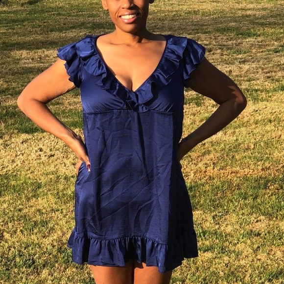 navy blue babydoll dress